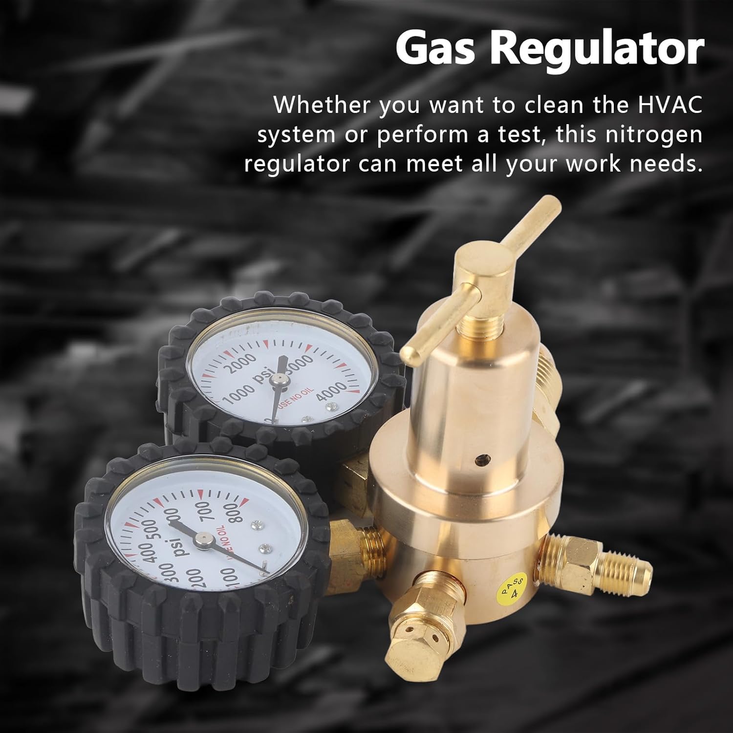 Nitrogen Regulator Dual Gauge Gas Pressure Regulator 0-800 PSI Delivery Pressure Welding Gas Regulators Dual Gauge Nitrogen Regulator CGA580