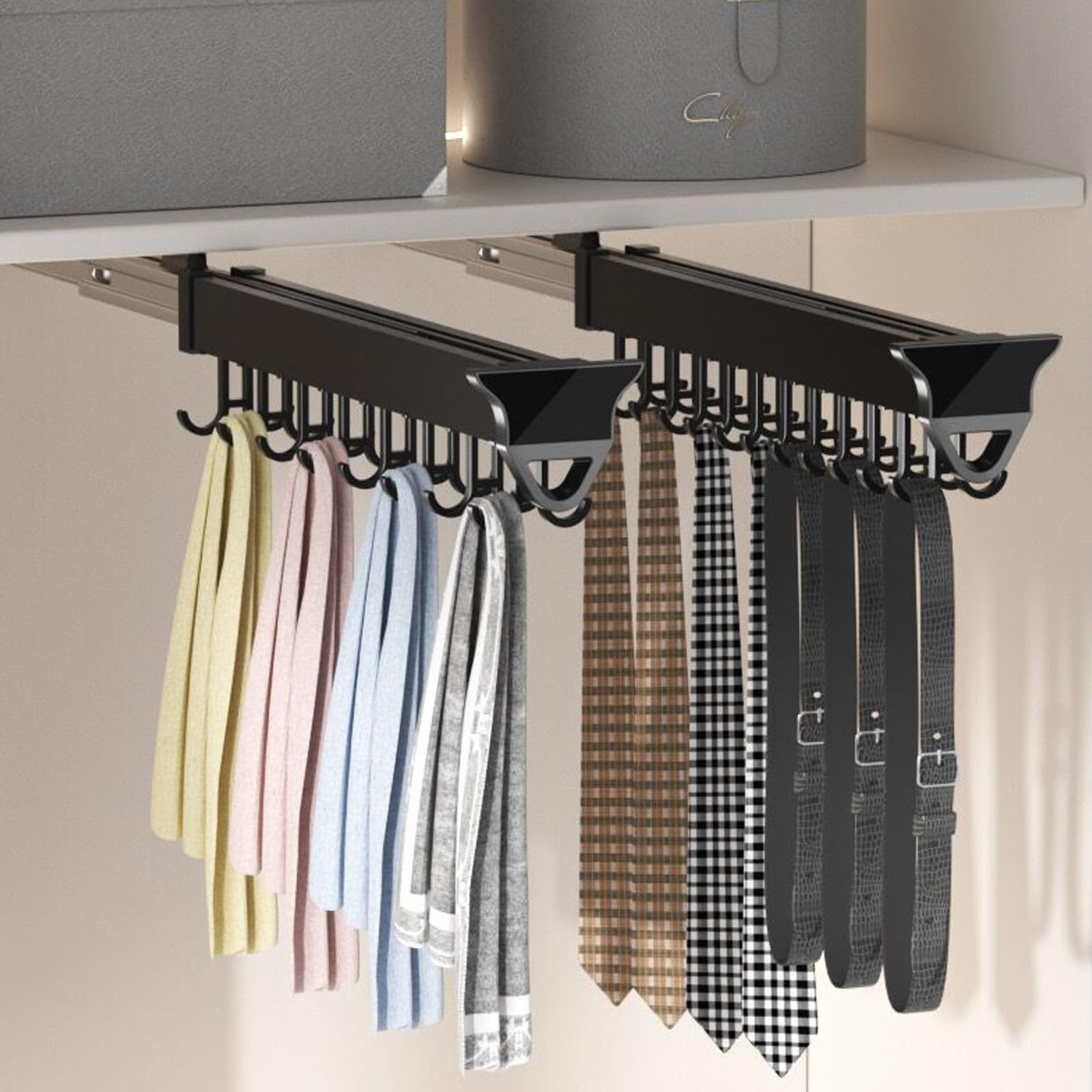 26-56CM Support De Balai Et De Serpillère Extractible, Organisateur De Rangement Coulissant Pour Placard, Organisation Et Rangement De La Buanderie, Crochets D'organisation Du Garage(51cm/20.0inch)