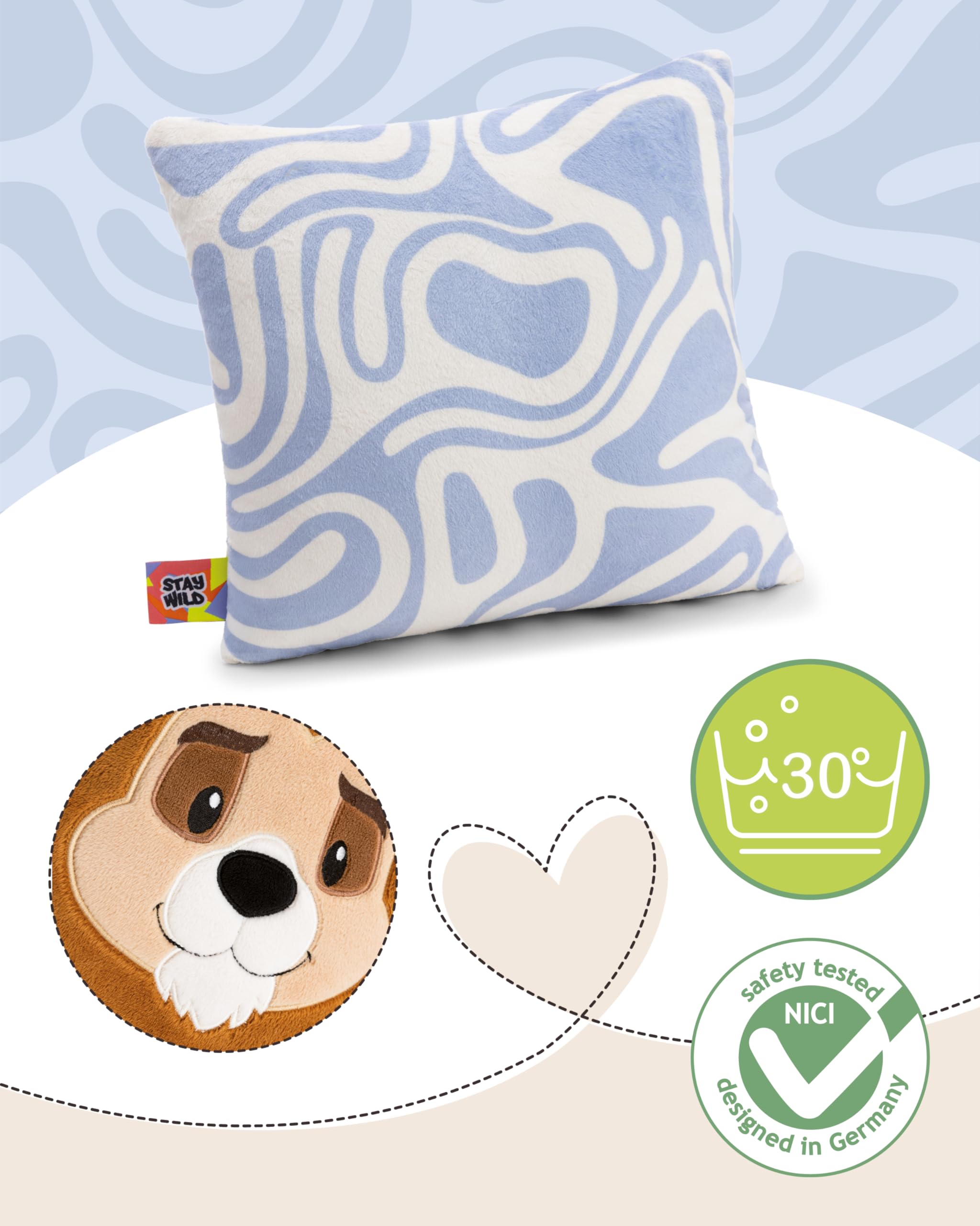 NICI Cojín león 30 x 30 cm, marrón - 62750 | cojín de peluche suave para niños y adultos, cojín de peluche ideal para casa, guardería o para llevar de viaje