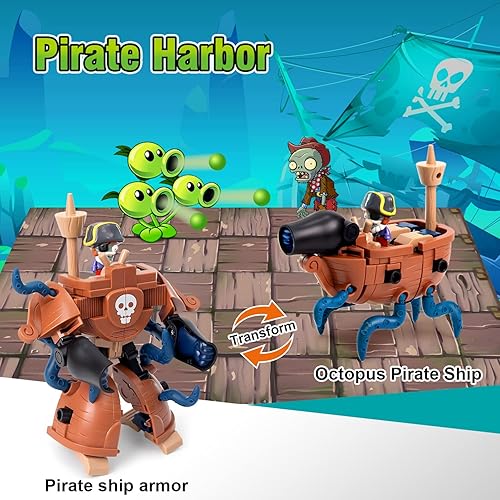 Miniatura 3 de Maikerry Juego de figuras de juguete PVZ 3 en 1, robot jefe de tiburón deformación, figuras de acción, regalos de cumpleaños y fiesta para niños y