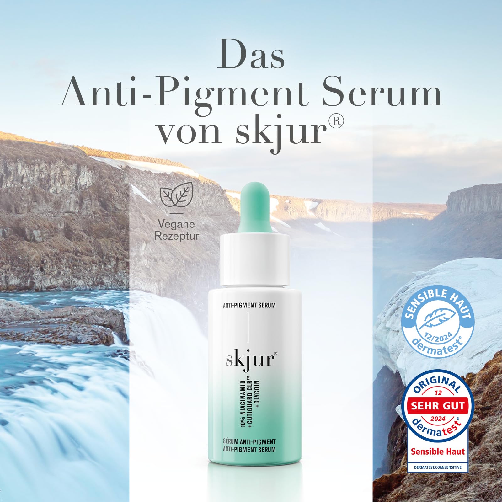 Skjur Anti-Pigment Serum - Niacinamide 10% [mit Glycoin, CutiGuard CLR & Niacinamid] - Anti Pigmentflecken Gesichtspflege Damen - Anti Aging Face Care - Gesichtsserum - vegane Skincare (30ml)