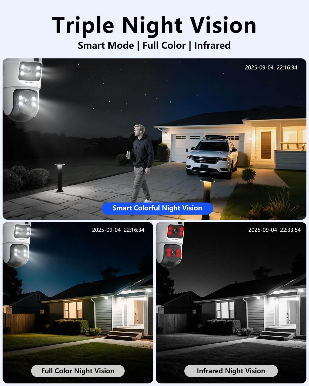 【Sistema di sicurezza tutto in uno】 Telecamere di sicurezza PTZ da 4 MP wireless per esterni, sistema di telecamere di sicurezza domestica WiFi, kit DVR per videosorveglianza