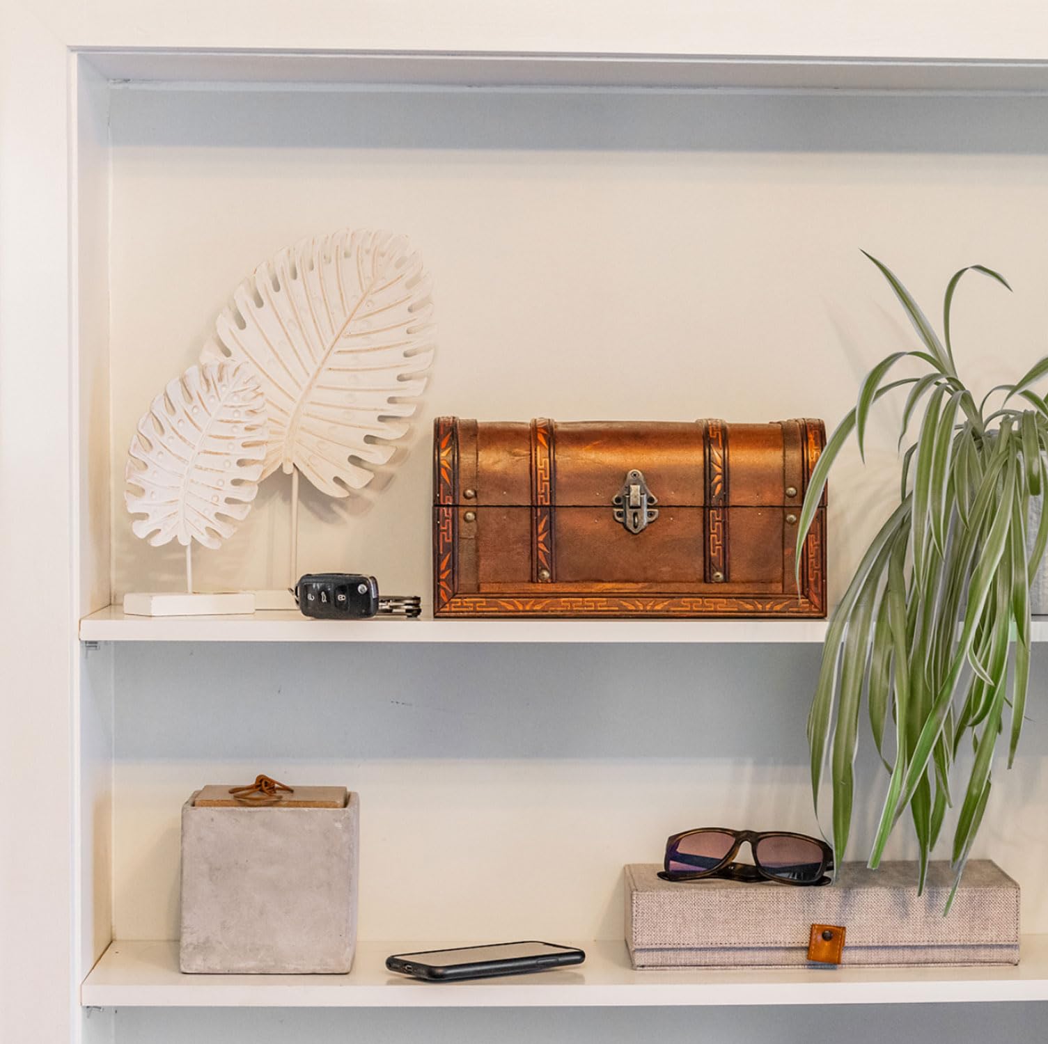 HMF 6401-130 drewniana skrzynia na skarby z zamkiem, 30 x 20 x 15 cm, mała, Hiszpania