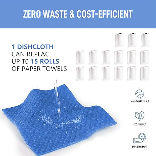 Miniatura 7 de Paños de cocina, trapos de cocina a granel, paño de esponja de celulosa, paños de limpieza reutilizables sin olor para cocina, esenciales de cocina,