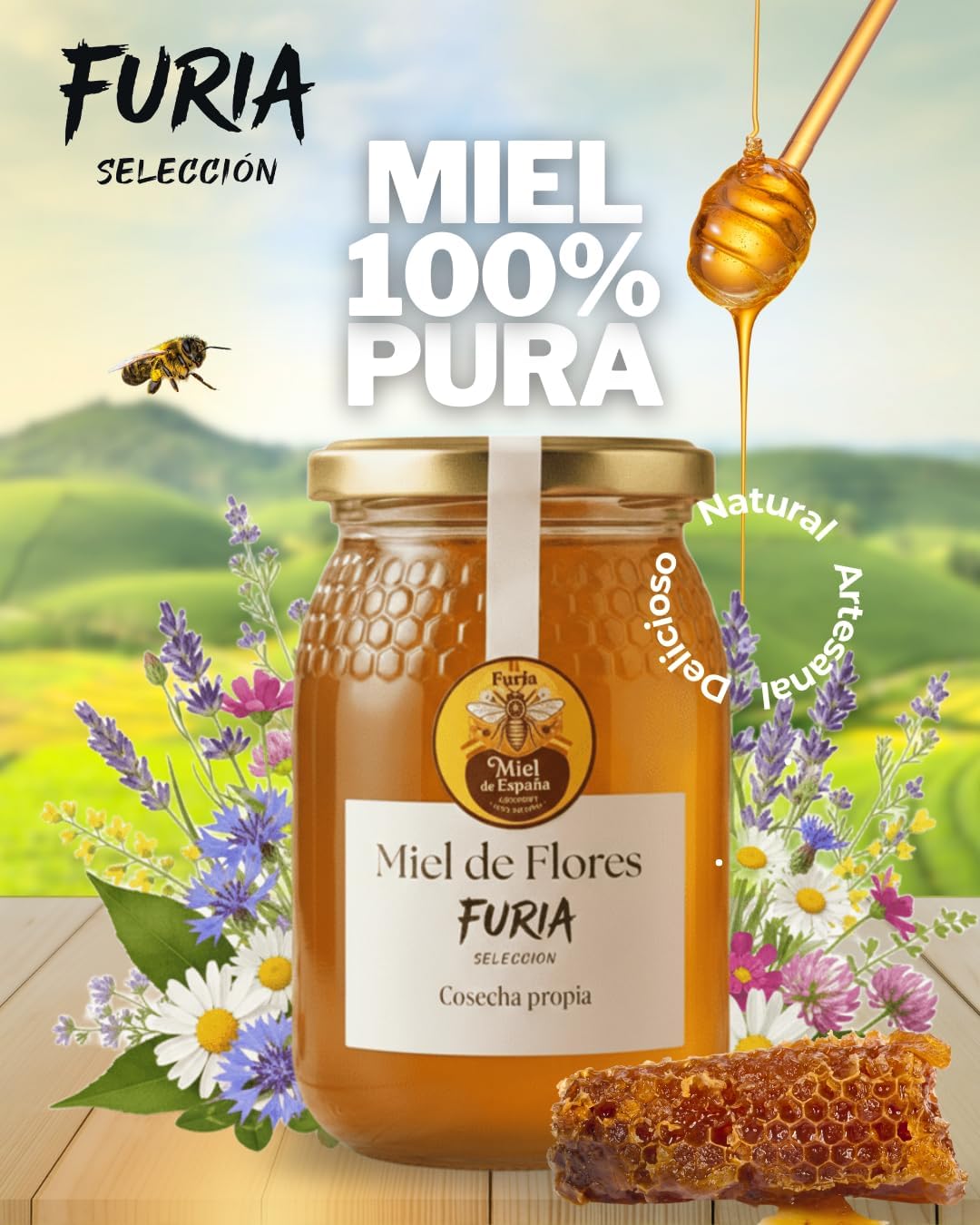 Miel de flores cruda 500 g