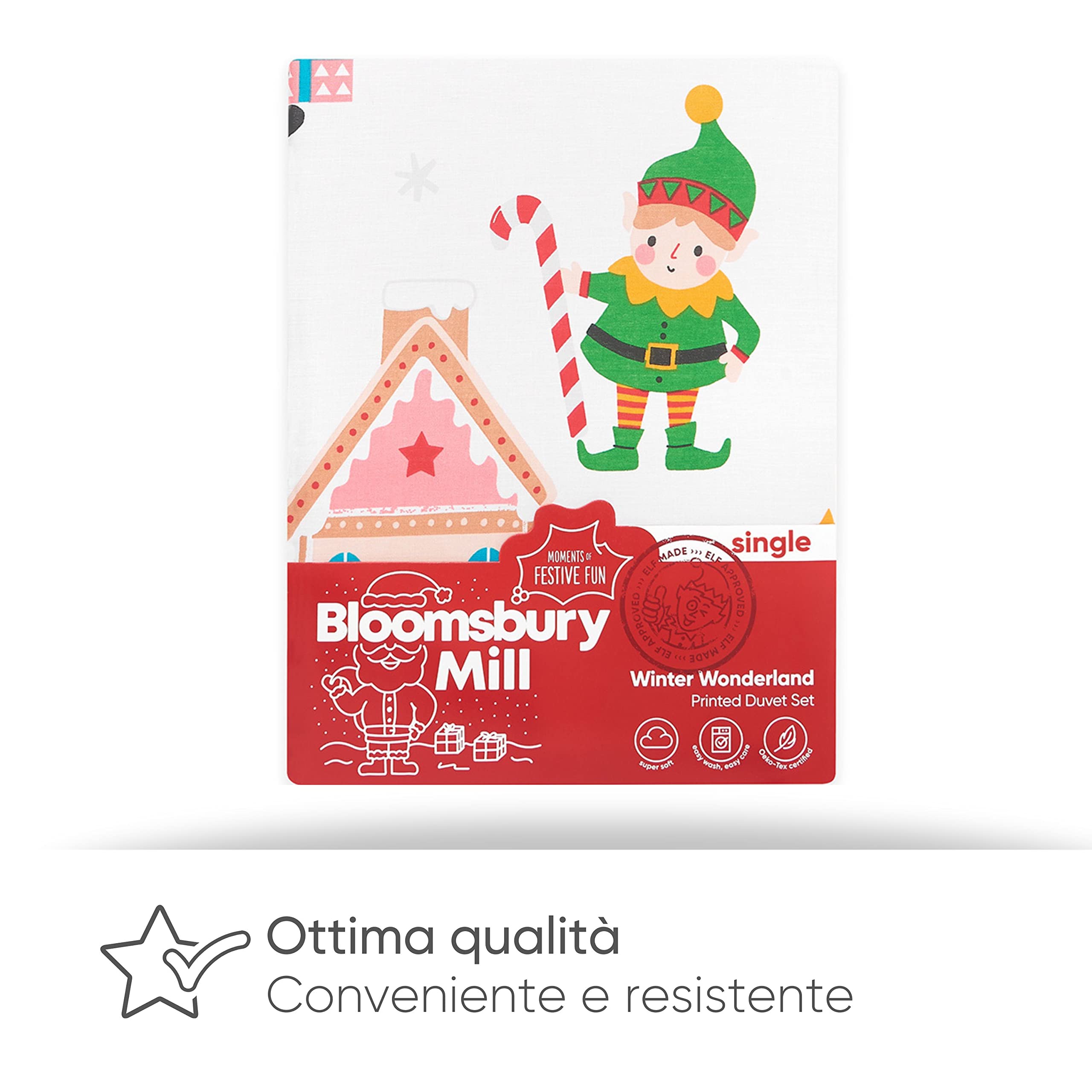 Bloomsbury Mill – Copripiumino Letto Natalizio - Paesaggio Invernale - Lenzuola Letto Singolo Natale - Set di biancheria da letto per bambini - Copripiumino 135 cm x 200 cm e Federe (Singolo)