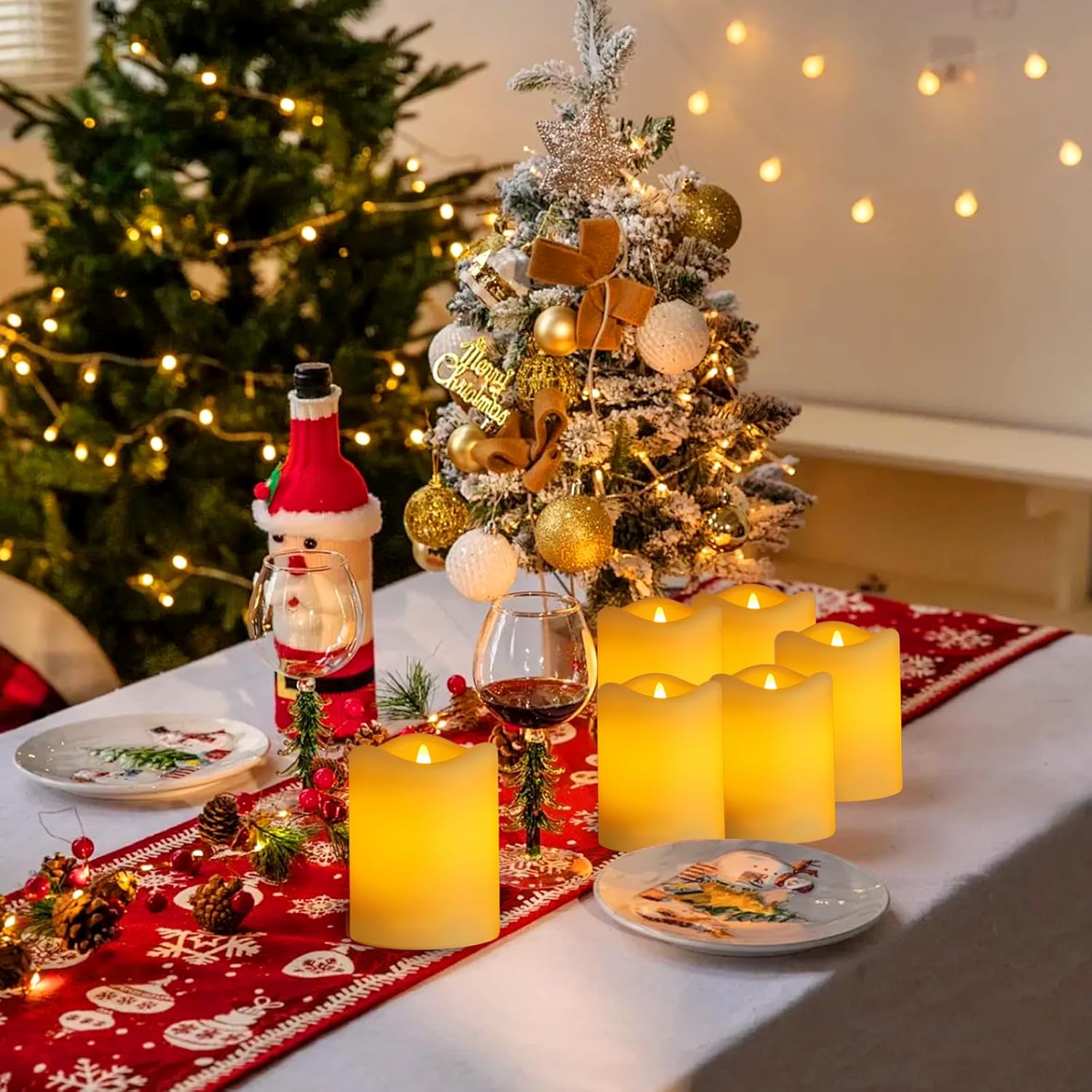 Solar Candles Outdoor Waterproof, 2 Pack Solar Flameless LED Rechargeable Candles with Flickering Glow, Dusk to Dawn Auto On/Off, Replaceable Battery, Lantern & Garden Decor, Holiday Gifts (3" x 4") - Image 4