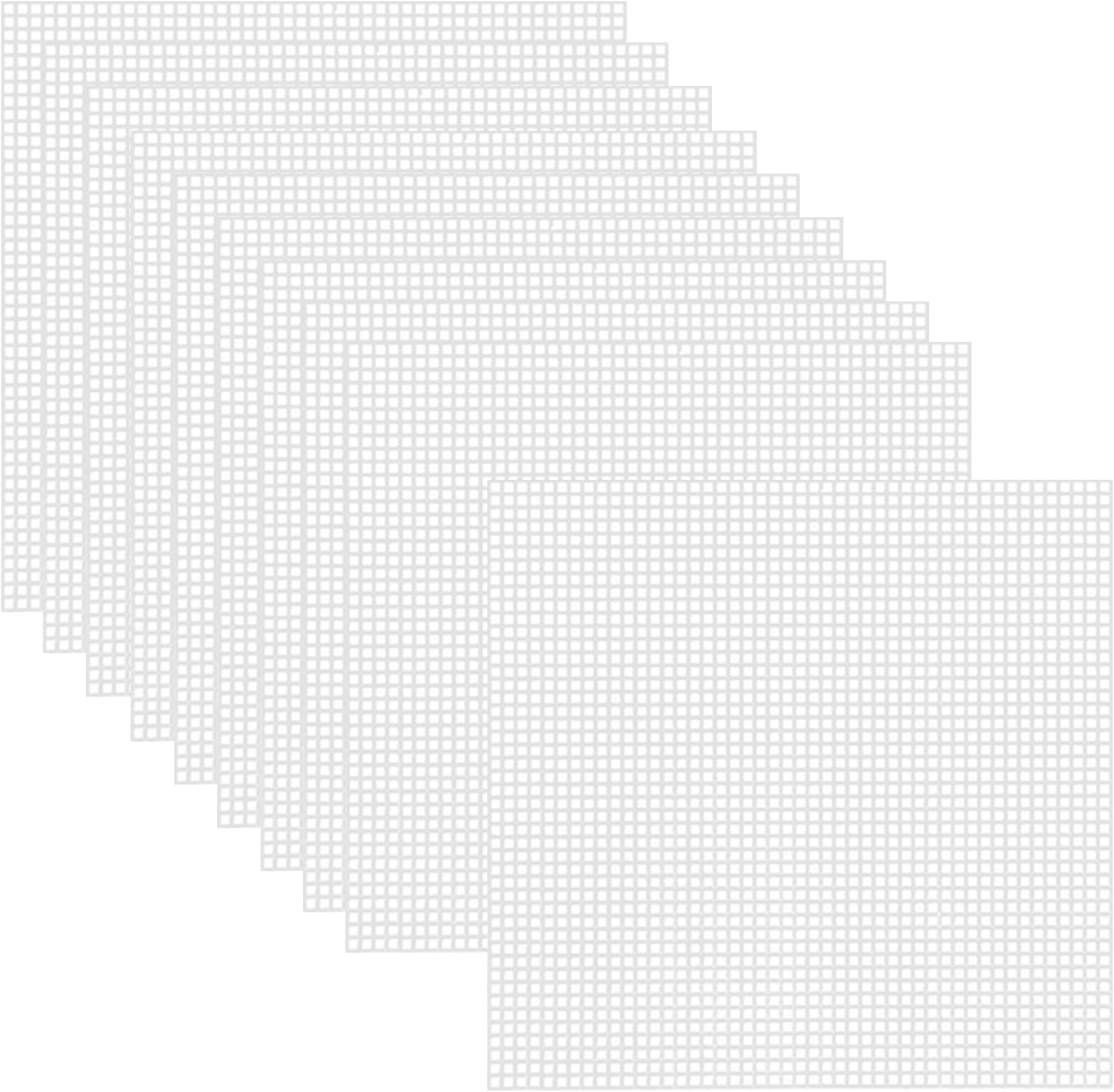 Allazone 10 PCS Clear Mesh Canvas Sheets for Embroidery Making, Cross Stitch Plastic Aida Mesh Screen for Crafts DIY Crochet Projects