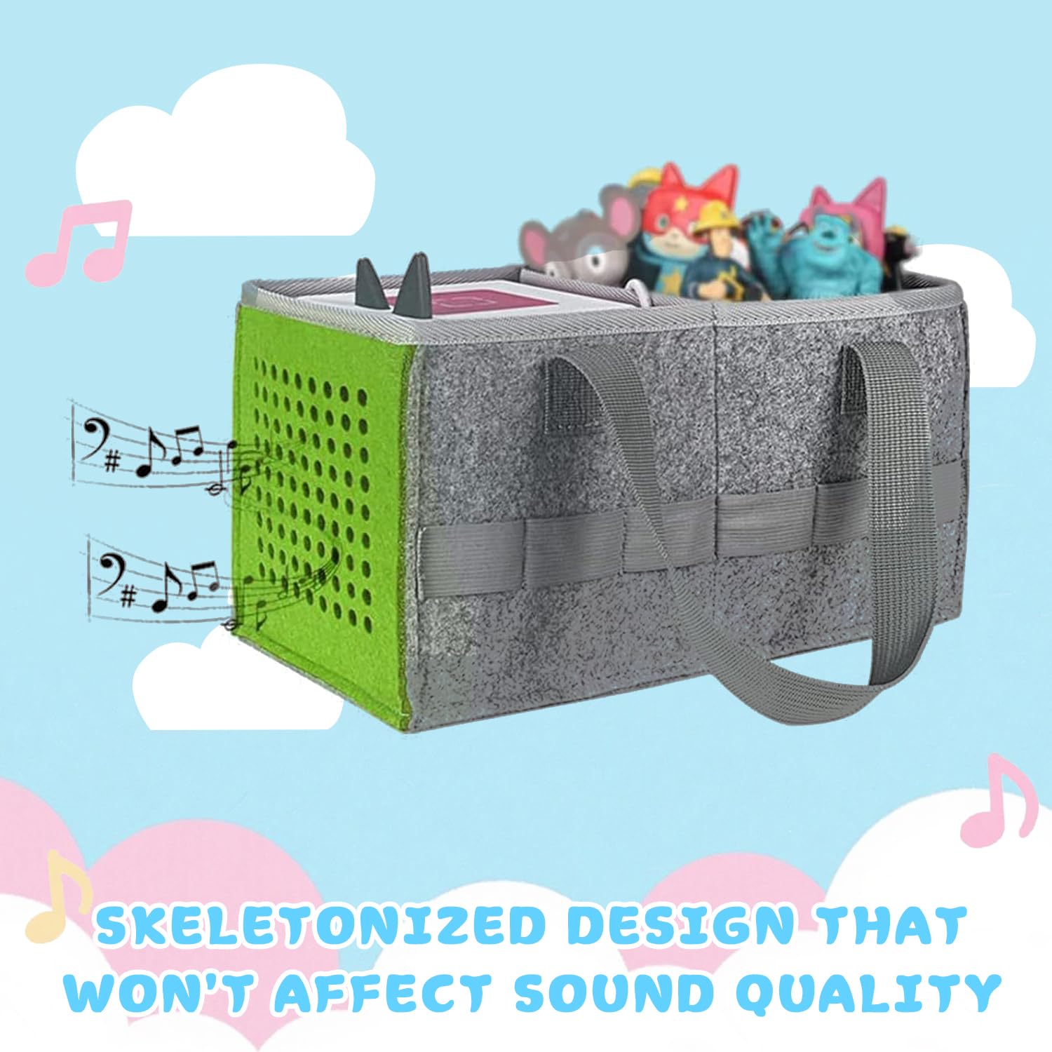huipinghu Carrying Bag for Toniebox Starter Set and Accessories Storage Bag, Toniebox Audio Player Felt Organizer Bag - Image 3