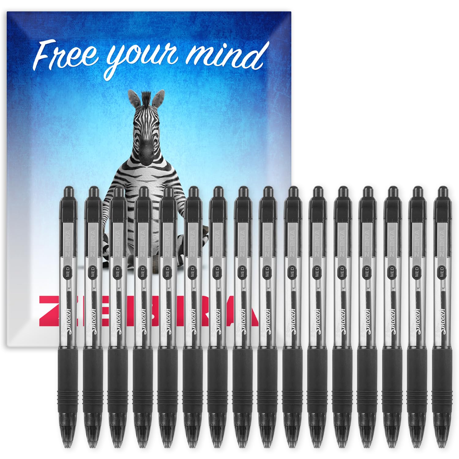 Stylos à bille Zebra Z-Grip boîte cadeau de 16 noir écriture lisse