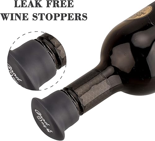Miniatura 2 de Whaline Paquete de 8 divertidos tapones de vino de silicona, accesorios de vino reutilizables y regalos de vino con un divertido dicho para botellas