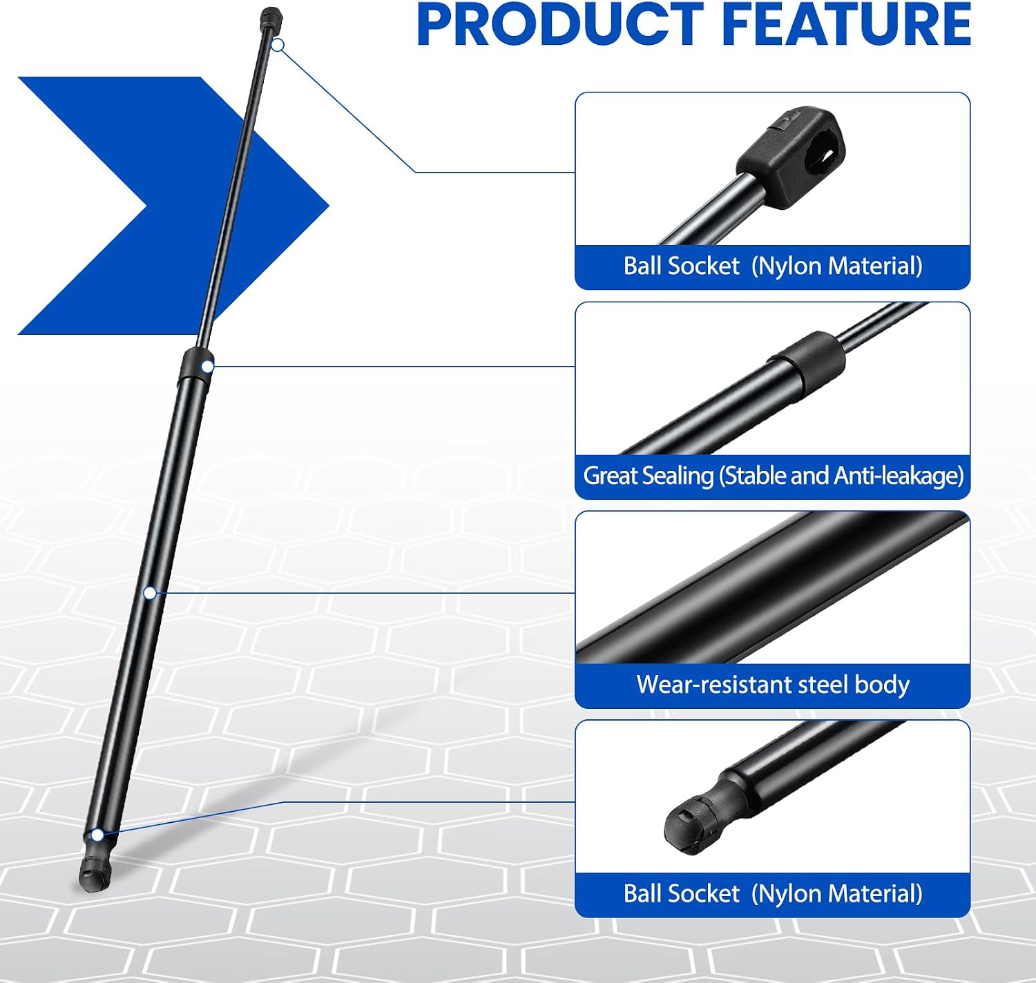 C16-15953 36" Gas Strut, 100Lbs/445N Lift Support, Gas Spring for Heavy Duty Lid Trap Door Snowmobile Sled Trailer Tonneau Cover,Truck Bed Cover,Camper Shell Replacement, 2-Piece Set (C1615953)