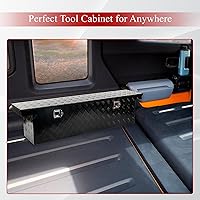 Vista 7 de 60''Inch Aluminum Truck Tool Box Trailer Chest Box Underbody Storage Organizer Waterproof Square Storage Organizer w/Lock & Keys Black(60" Lx12