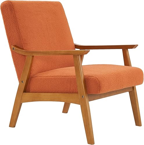 Miniatura 6 de Sillón moderno de mediados de siglo sillón de interior con respaldo y cojín de asiento silla decorativa de lectura de vellón de peluche con