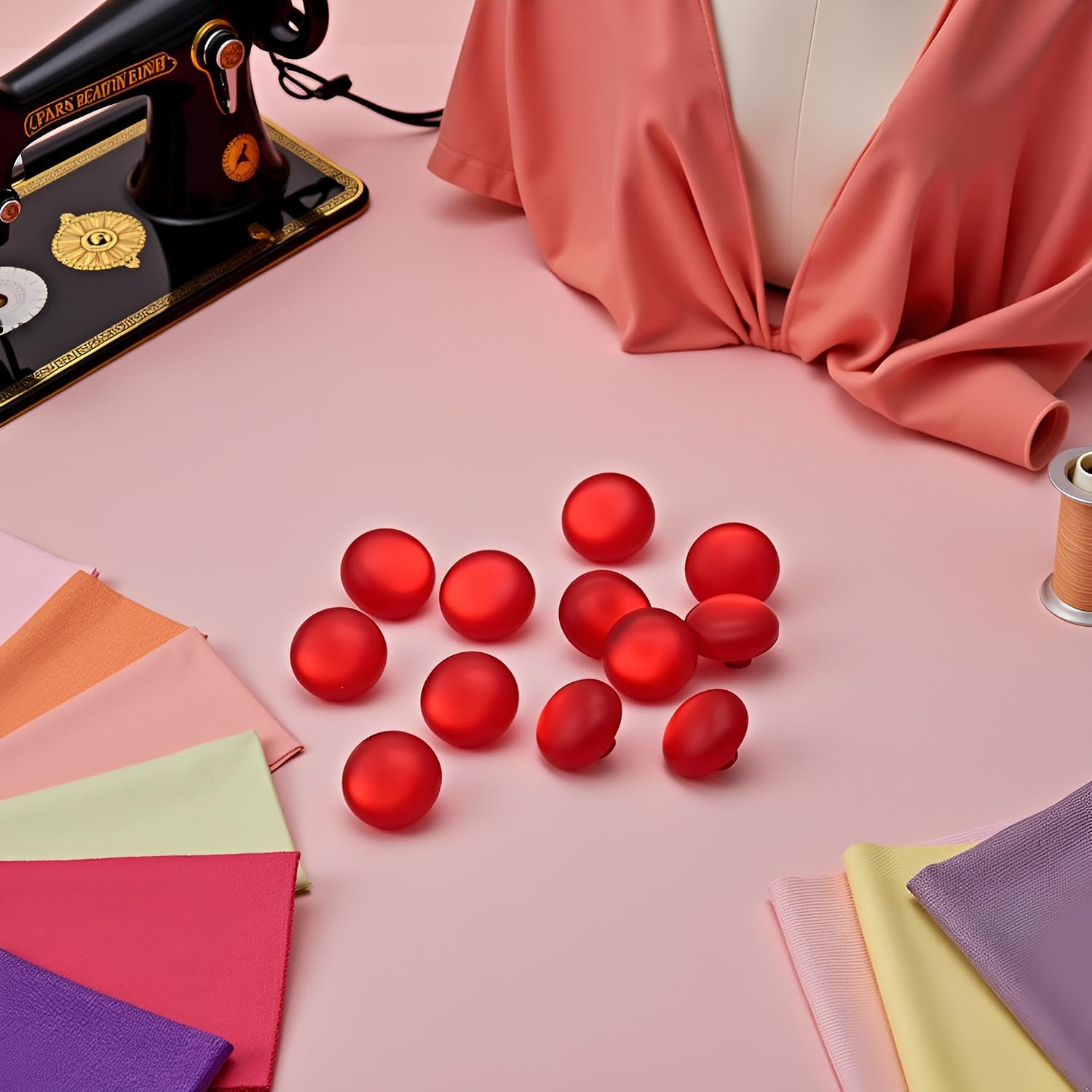 50pcs/Pack Red Resin Colored Shirt Pearl Buttons，Hand Sewn Button， for Craft Sewing Fasteners
