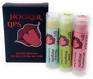 Hooker Lips ~ Luxury Lip Balm ~ Coconut Margarita, Lime Margarita & Strawberry Margarita 3 Pack (Boxed)