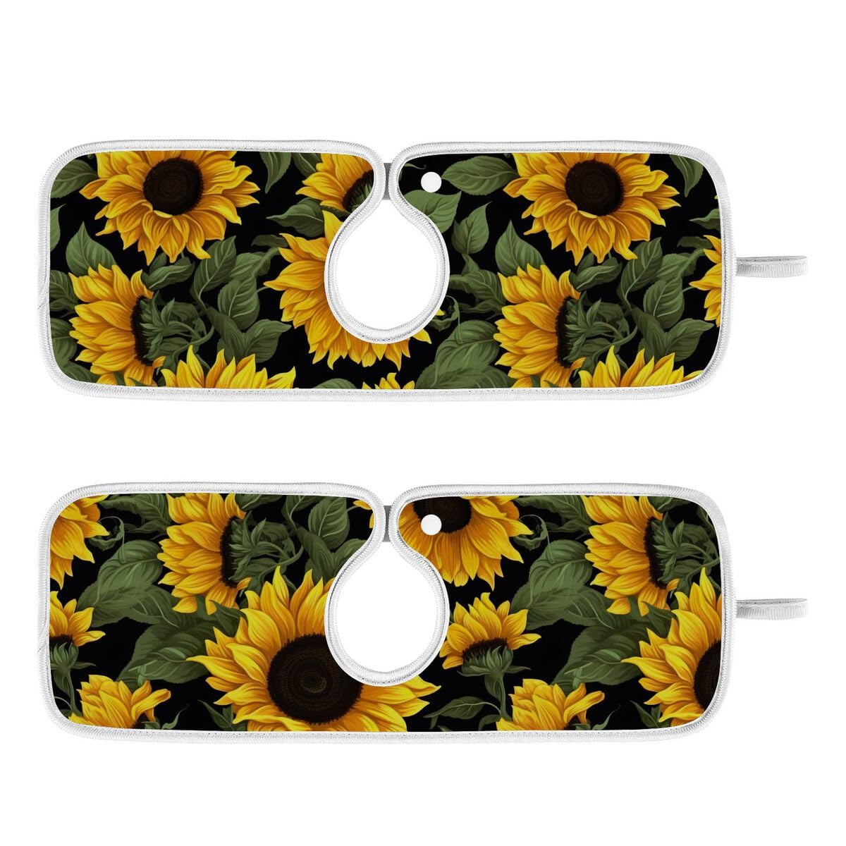FULUHUAPIN 2 Pack Sunflowers Kitchen Faucet Splash Catcher Absorbent Mat, Polyester Sponges Machine Washable Quick Dry Drying Mat, Sink Accessories 14'' x 5'' 20323963