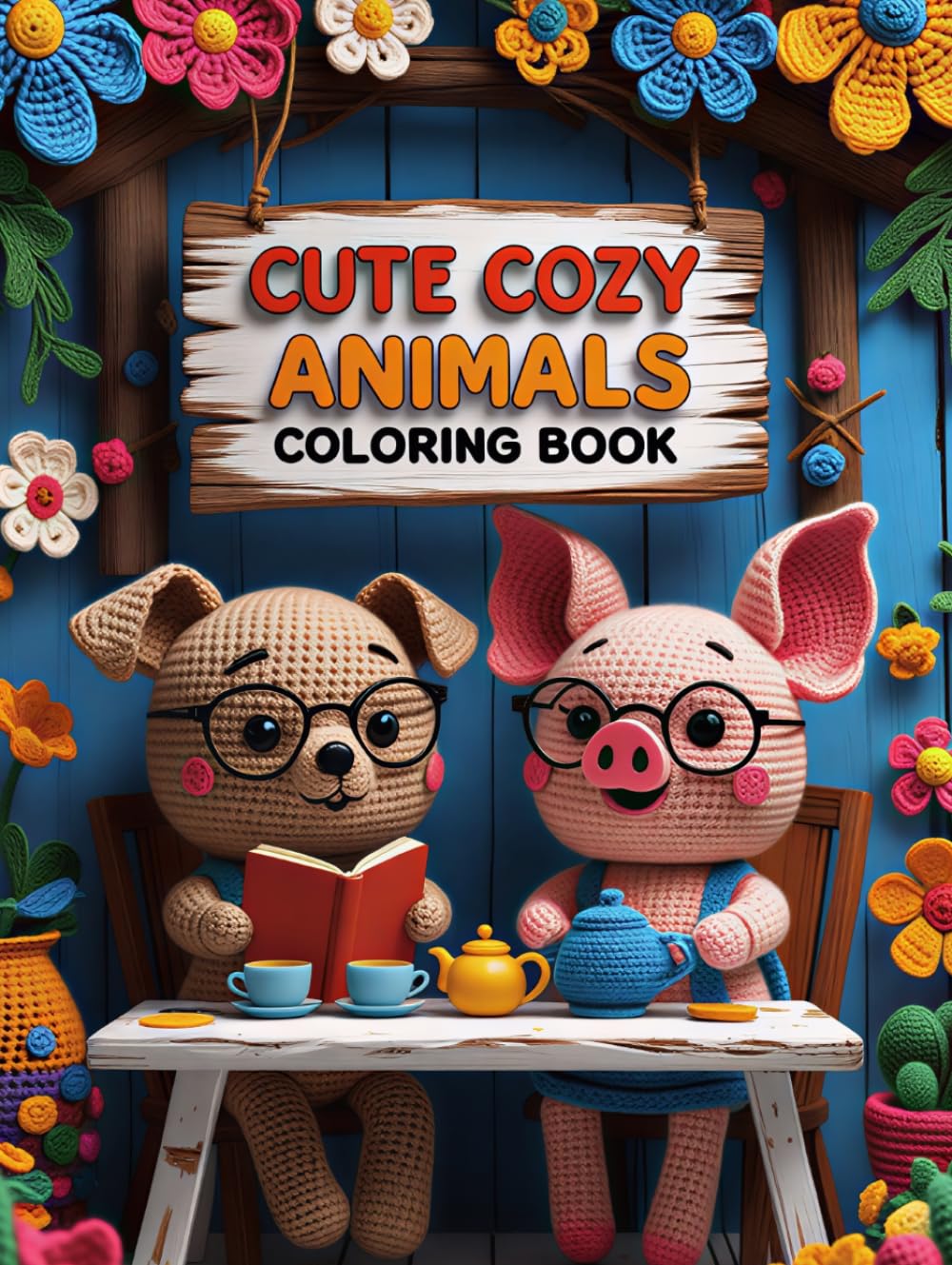 Cute Cozy Animals Coloring Book: Relaxing Crochet-Inspired Animal Scenes for Stress Relief, Mindfulness, and Creative Fun