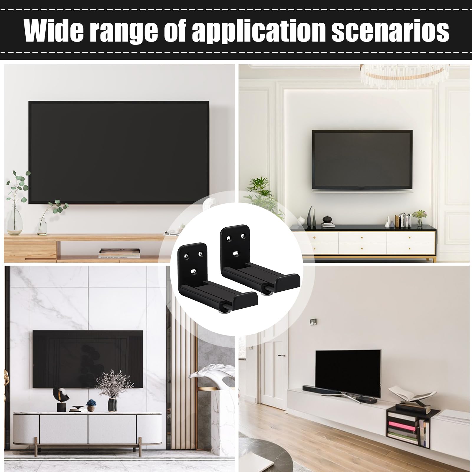 Uchwyt na soundbar pod telewizorem | Pływająca półka ścienna, 8-14 cm, regulacja głębokości, zestaw stojaków na soundbar, do domu, salonu, pod telewizorem, sypialni, hotelu