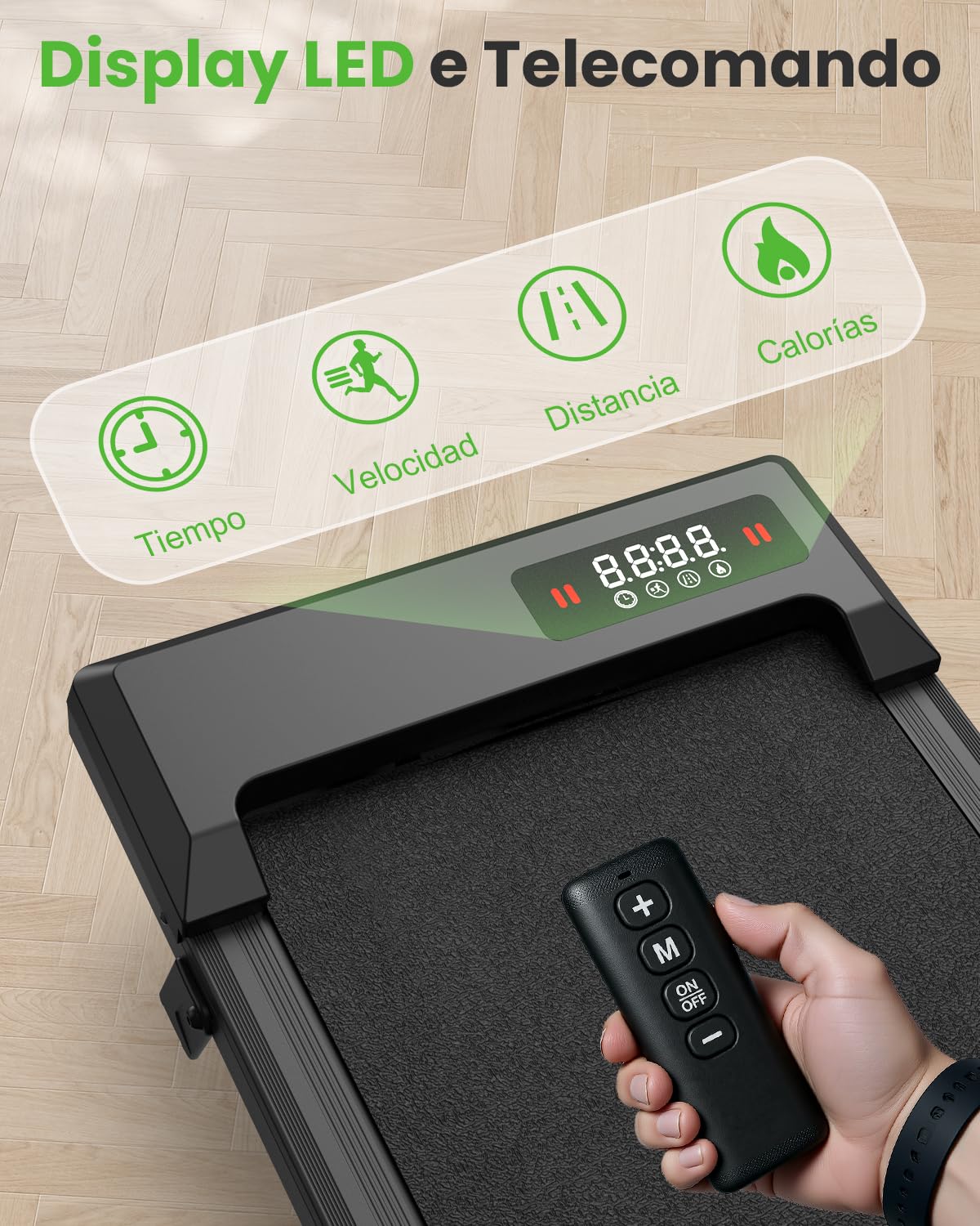 Tapis Roulant Elettrico Pieghevole Salvaspazio, Velocità Regolabile 1-8Km/H, Walking Pad 2.5HP, Nessuna installazione richiesta, Salvaspazio, Telecomando (​​Cintura di corsa 85 cm​​)