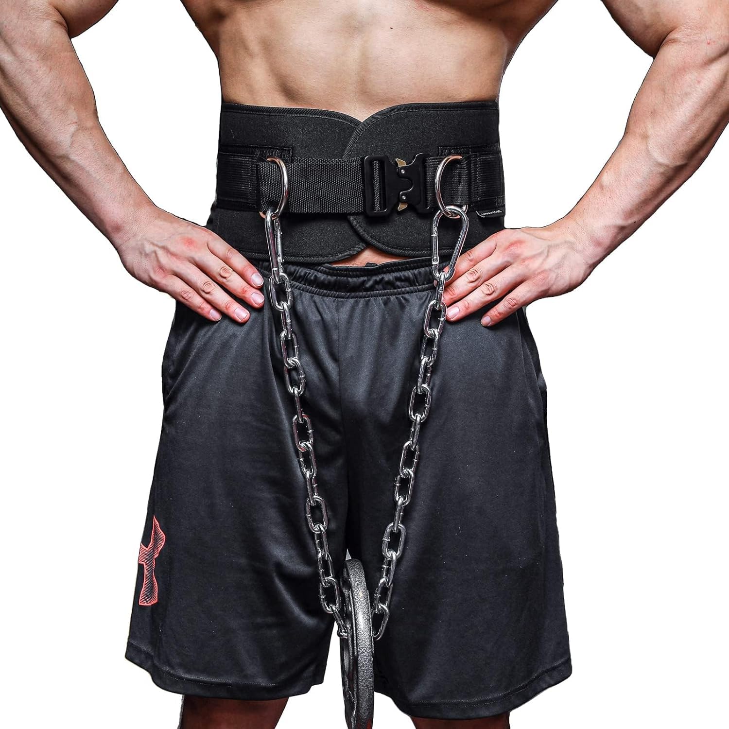 Azonee Self-Locking Weight Lifting Belt, Quick Locking Dip Belt Weightlifting Belt Deadlift Training Belt for Men Women Heavy Duty Dipping Powerlifting Belt Pull Ups with Chain 40 inchs