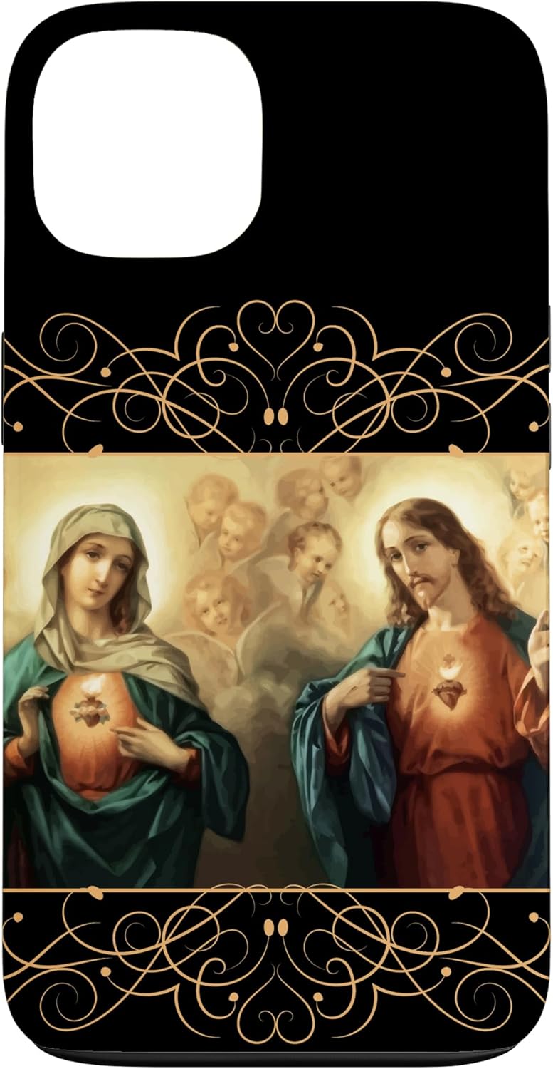Heart of Jesus and Immaculate Heart Picture Jesus and Mary Case for iPhone 13 Pro
