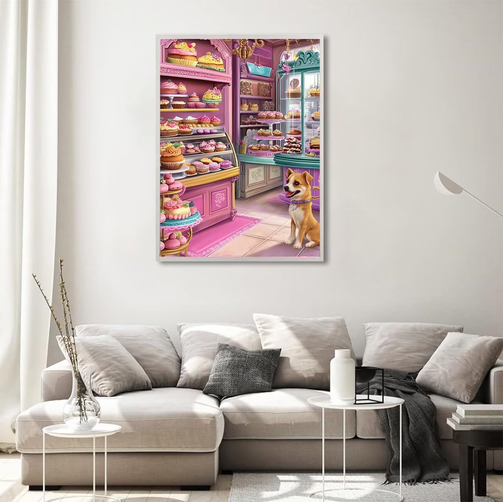 Różowy diamentowy obraz, sklep z deserami, do malowania, prostokątne kamienie, 60 x 90 cm, pełne wiertło 5D, dla dzieci, początkujących, zestaw do majsterkowania, dla dorosłych, kreatywny zestaw do