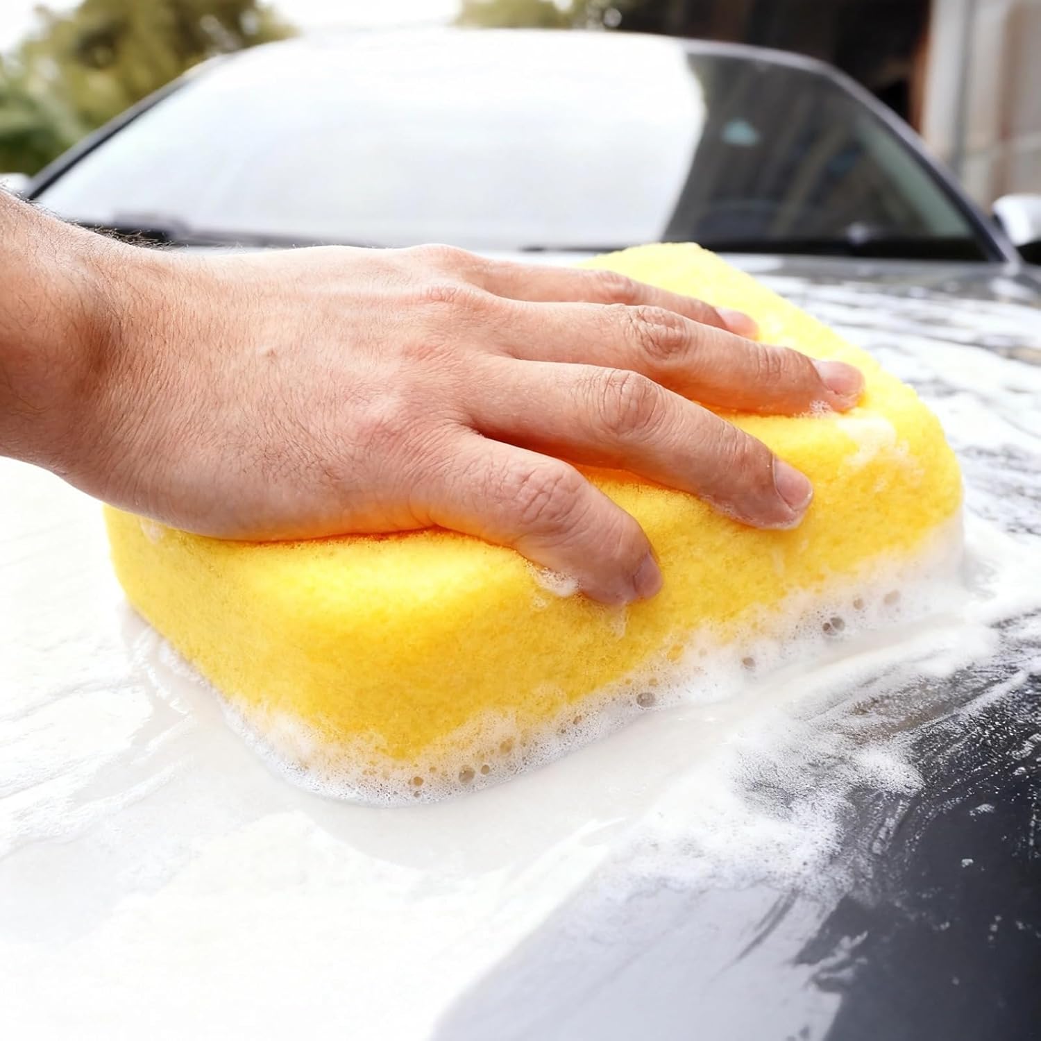 12 Pcs Car Wash Sponges, Large Bulk Yellow, High Density Foam, 7.5 X 5.5 X 2 in, 19 X 14 X 5 Cm, for Auto Detailing, Washing, Waxing, Grouting, Cleaning, Polishing