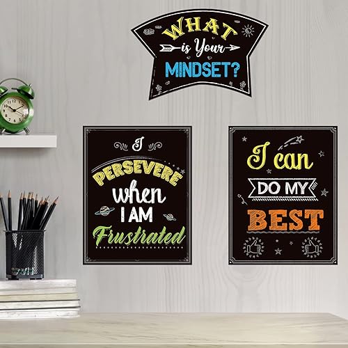 Miniatura 8 de Decoraciones para el aula, 21 pósteres de mentalidad de crecimiento, decoración de tablón de anuncios para escuela, oficina, hogar, 11 x 14 pulgadas