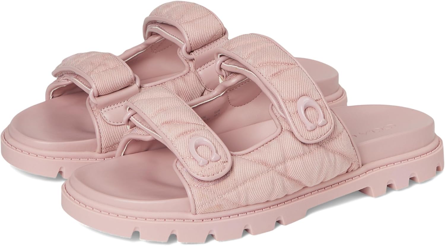 COACH womens Sculpted C Quilted Washed Denim Double Band Sandals