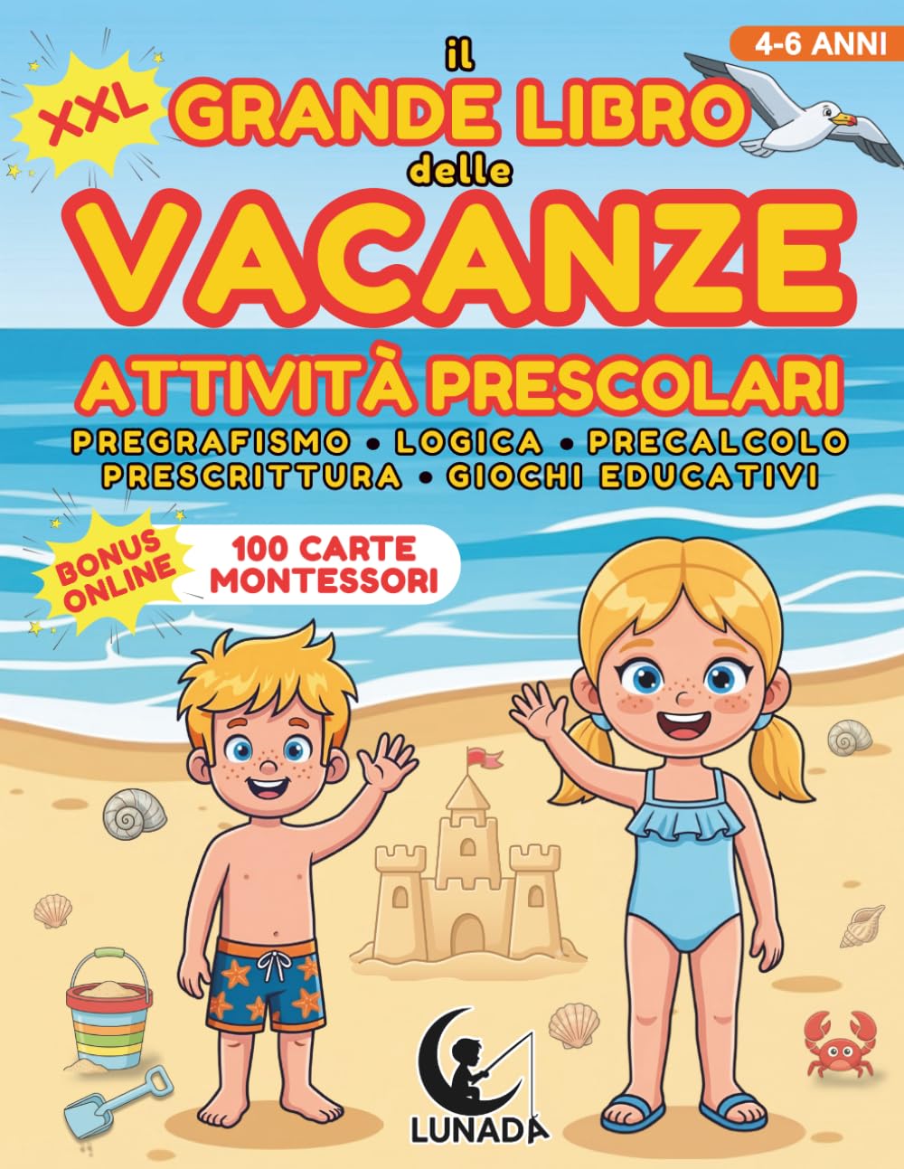 Il Grande Libro delle Vacanze. Attività Prescolari. Pregrafismo, Logica, Precalcolo, Prescrittura, Giochi Educativi: Formato XXL | 200 Pagine di ... Divertendosi | Per Bambini da 4 a 6 Anni