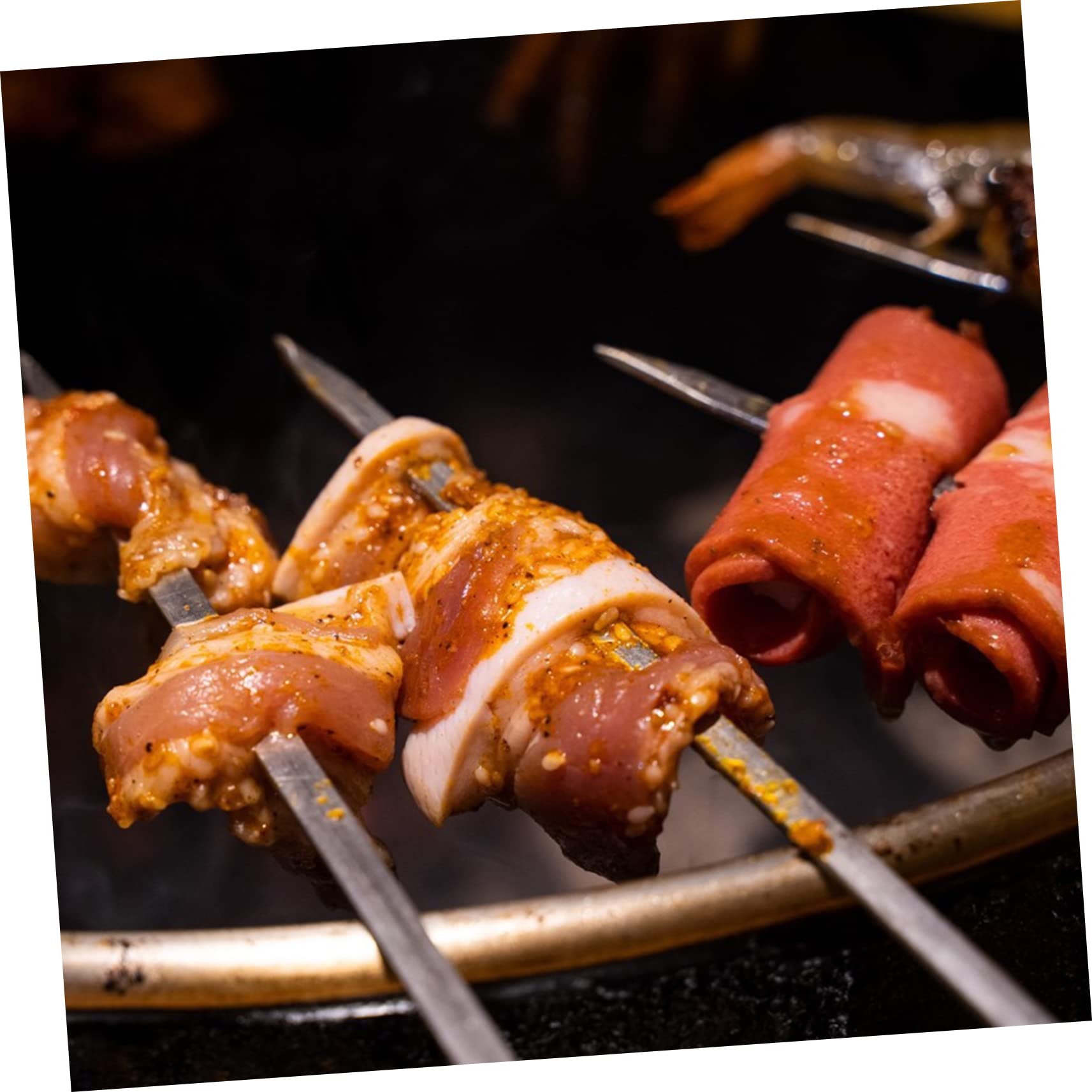 18 Spiedini in Acciaio Inox 40 Cm Manico in Legno per Barbecue da Campeggio, Accessori per Grigliare Carne, Pesce e Verdure, Set Pratico per Feste e Falò All'aperto