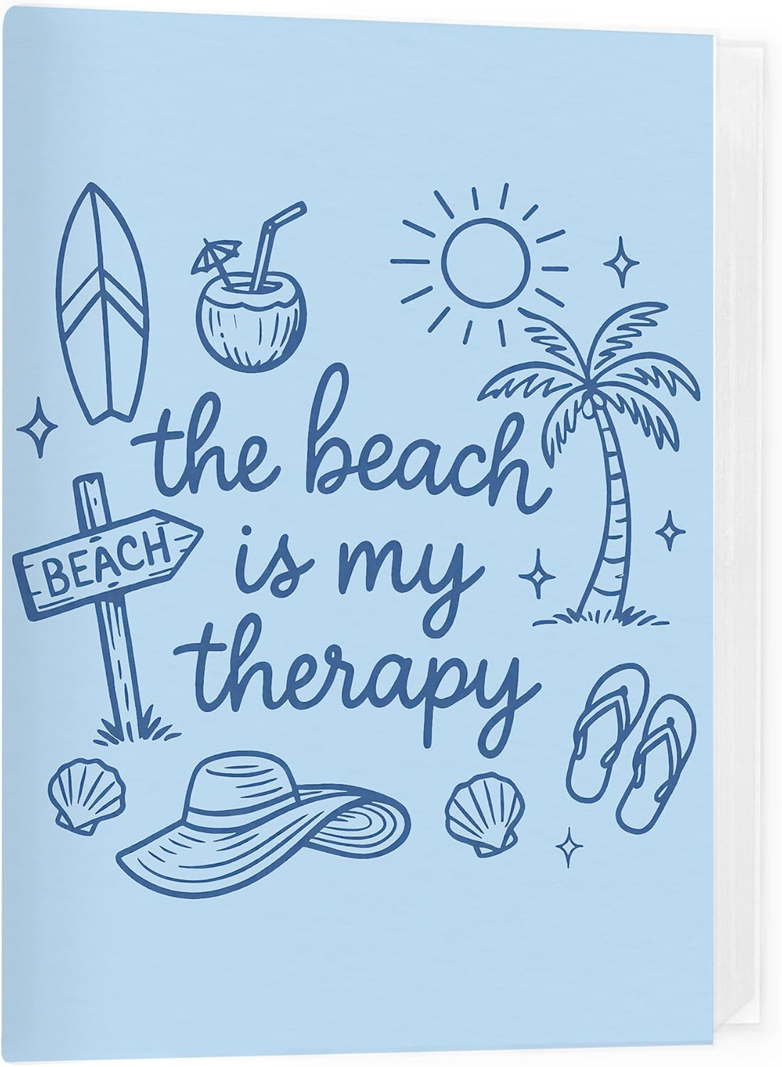 Travel Beach Photo Album 4x6, the Beach is My Therapy Blue Preppy Beachy Vacation Photo Album Memory Book Keepsake with Hold 36 Pictures for Adventure Travel Lover Gifts