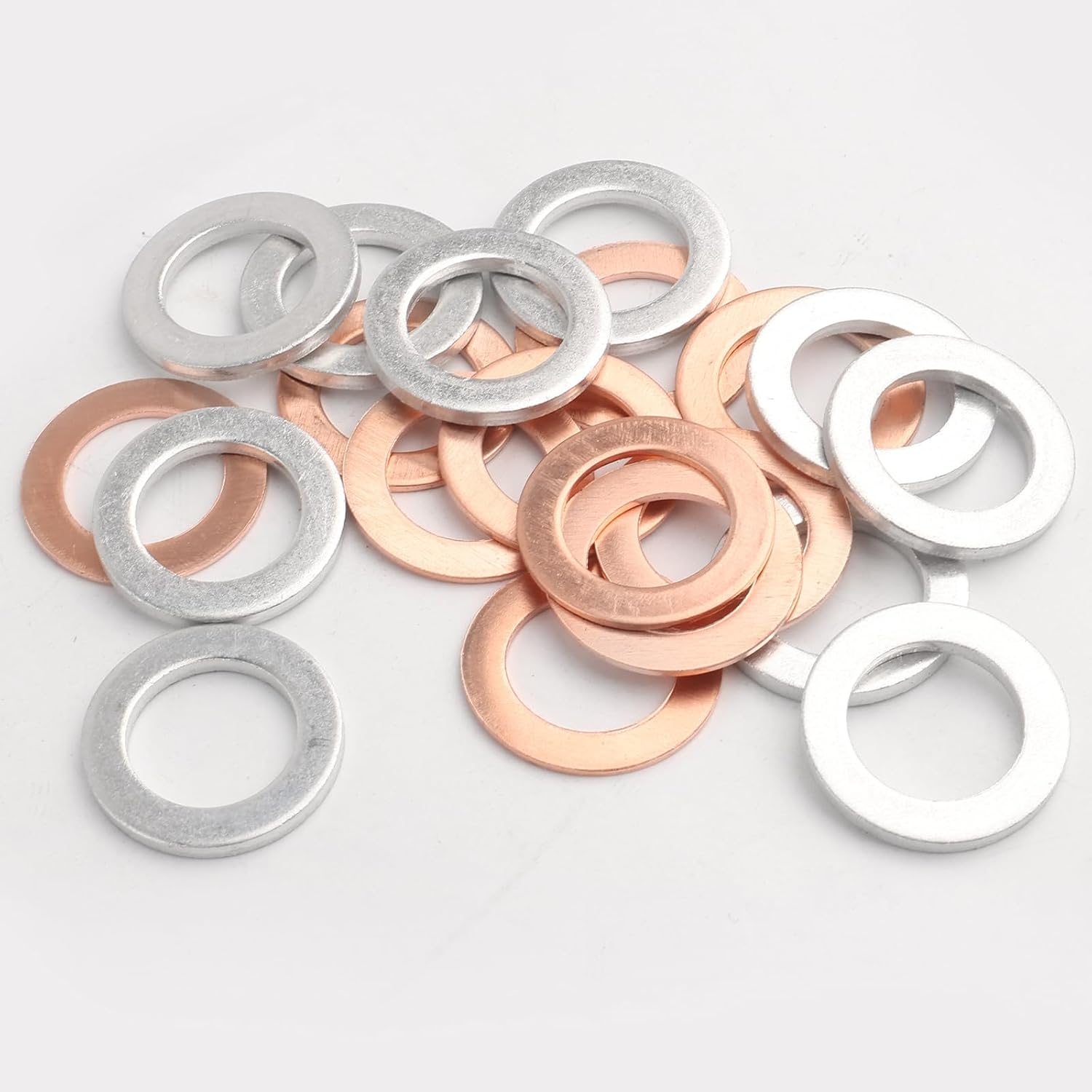20PCS M14 Car Oil Drain Plug Gasket,Copper/Aluminum Car Oil Plug Crush Washer Provides Good Seal,Professional Cars Oils Drain Plugs Washer Replacement Cars Accessories