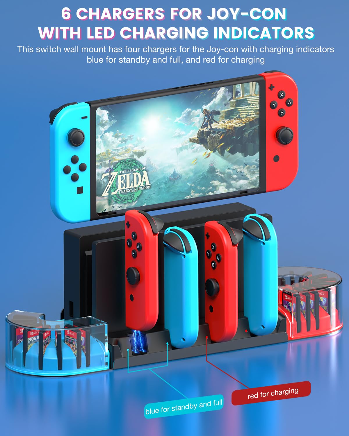 Nintendo Switch 充電器付き Nintendo Switch用充電スタンド 4台同時充電可能 USBケーブル