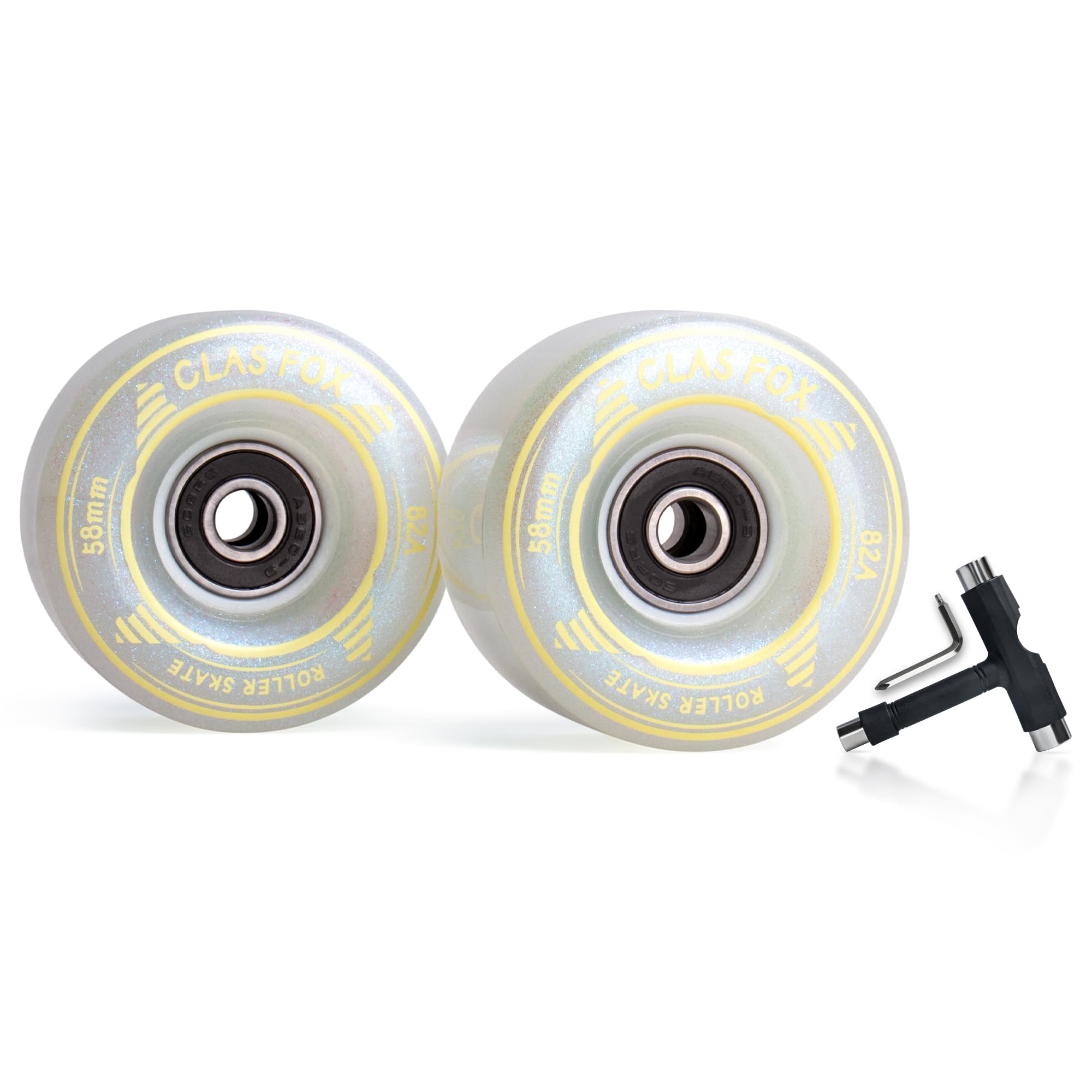 Ruedas para patines para exteriores o interiores, 58 mm, 32 mm, 82 A (juego de 8) (blanco)