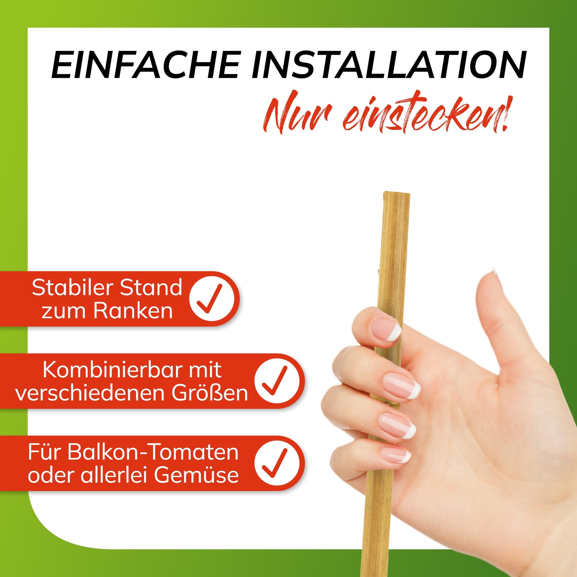 bellissa Bambusstäbe Rankhilfe Bambusstangen 50er-Set Bambusholz 180 cm | Pflanzenstütze für Rankpflanzen, widerstandsfähige Pflanzstäbe aus Holz für Garten & Balkon