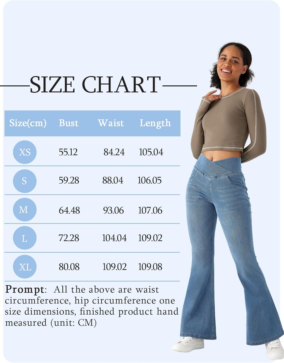 Bell Bottom Jeans for Women High Waisted Stretchy Flare Jeans Pull On Crossover Wide Leg Flared Pants with Pockets - Image 6