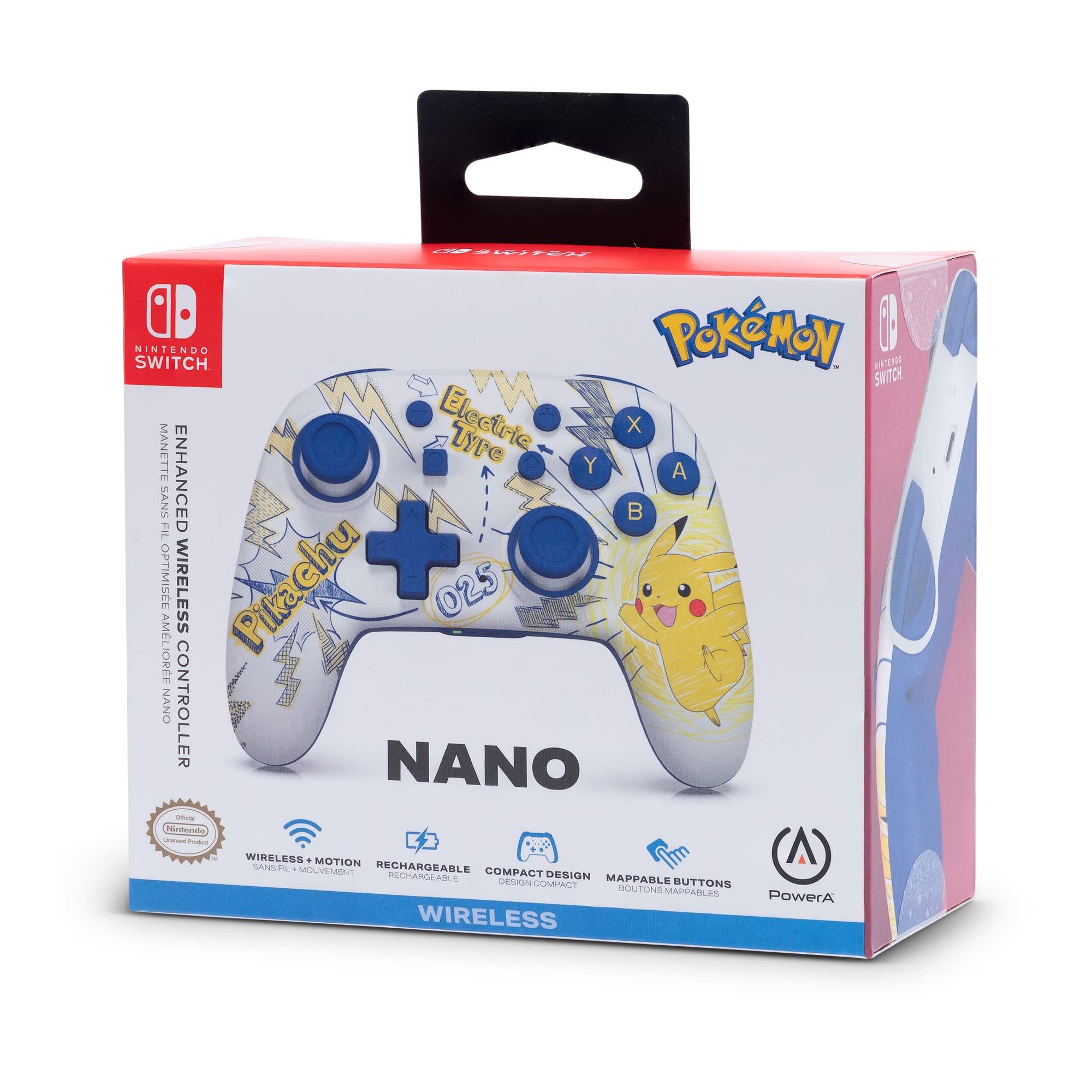 Mando inalámbrico mejorado nano PowerA para Nintendo Switch - Pokémon: Pikachu School Days