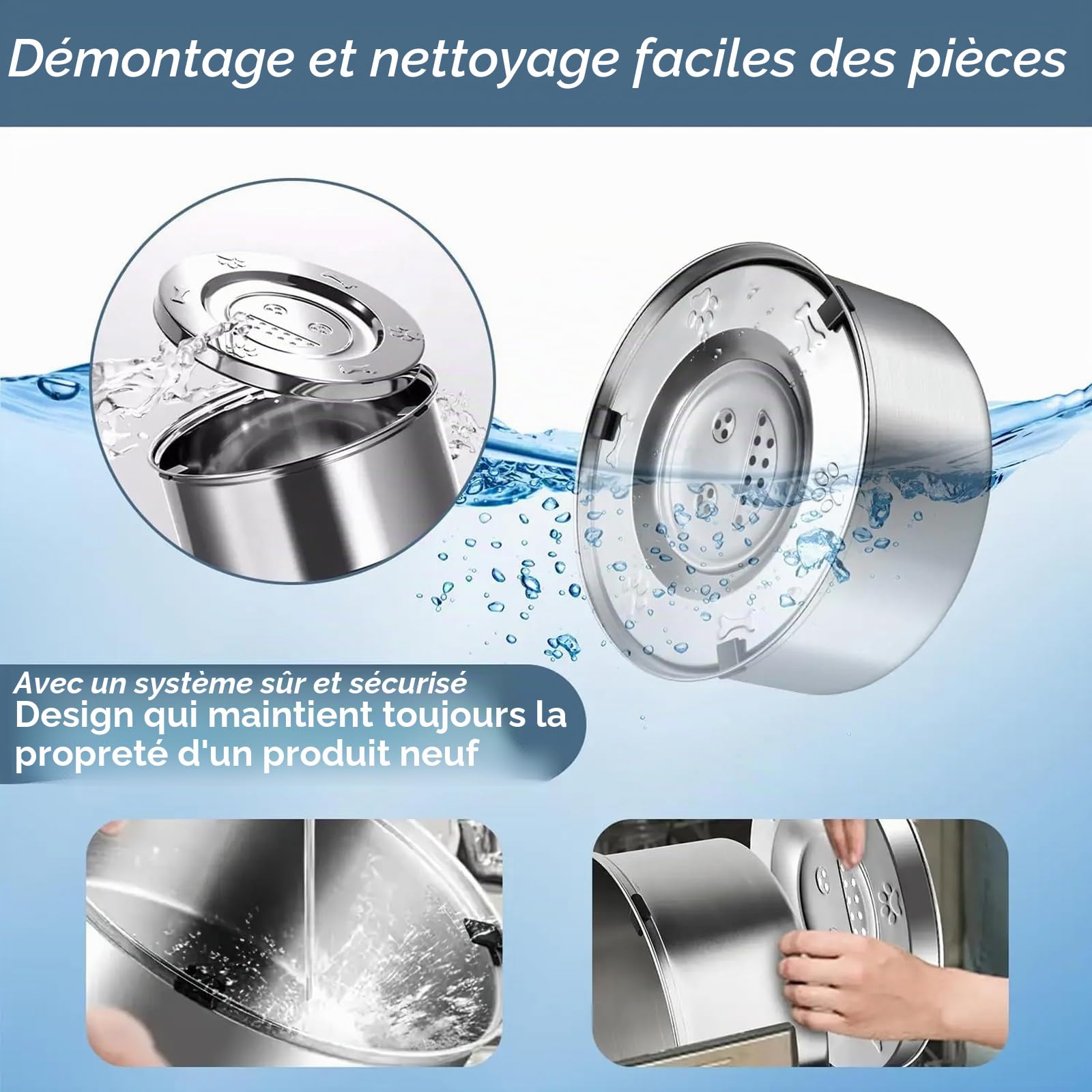 Abreuvoir Anti-Lèchage pour Chiens 3L en Acier Inoxydable sans Bavures | Abreuvoir Lent pour Chiens Moyens et Baveux | Abreuvoirs de Voyage pour Chiens
