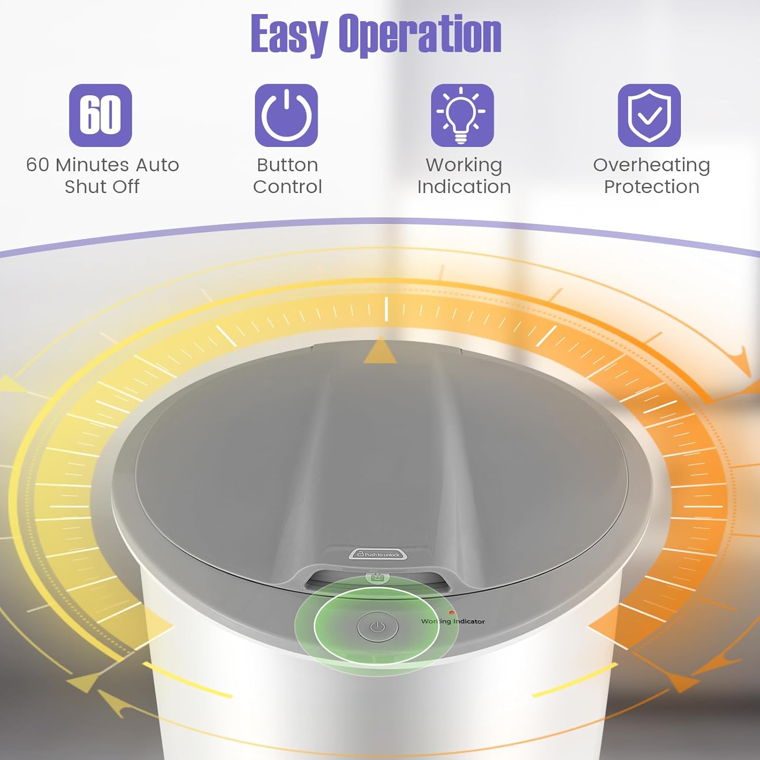 Tangkula Towel Warmer Bucket, 21L Towel Warmer with Flip-Top Lid, 1H Auto Shut Off, Fits up to 2 Oversized 45" x 70" Towels, Hot Towel Heater for Blankets, Bathrobes, with Safety Lock (Gray, 21L)