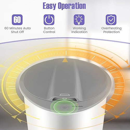 Miniatura 5 de Tangkula Cubo calentador de toallas para baño, barril calentador de toallas con tapa abatible de 21 litros con bloqueo de seguridad, apagado