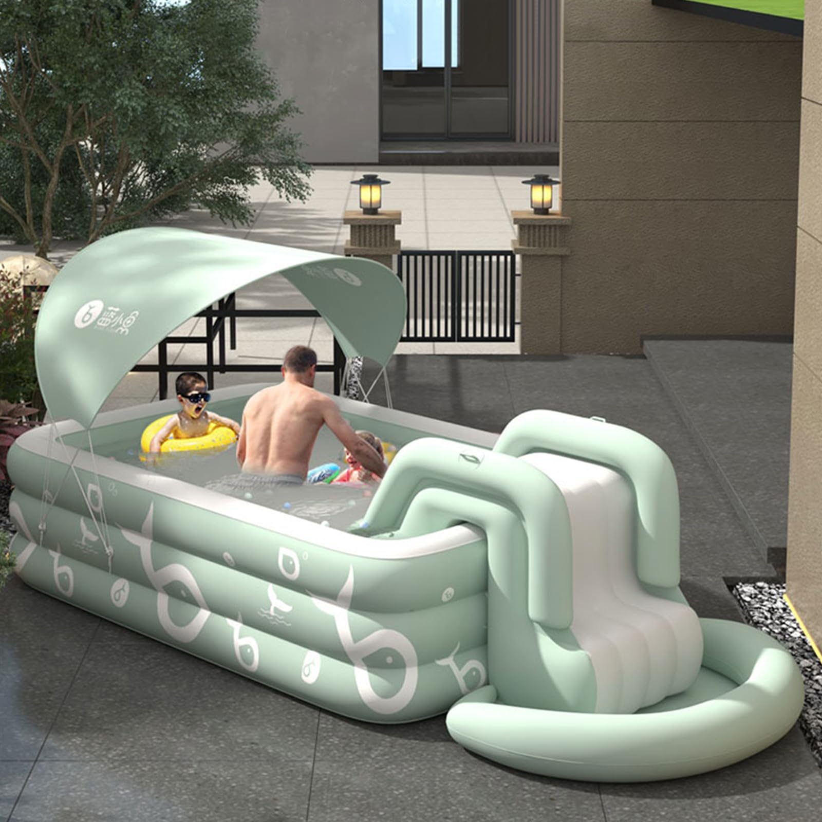 Hzexun Piscina Gonfiabile Familiare - Piscina Giardino 240-360 Cm Per Bambini E Adulti
