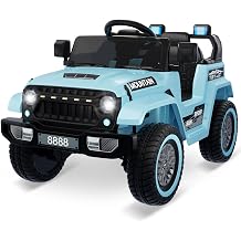 12V Kids Ride-on Truck with Remote Control All-Terrain Electric Vehicle with Spring Suspension, LED Lights, Music Player & Dump Bed, Safe 2-in-1 Driving Mode for Boys Girls, Blue