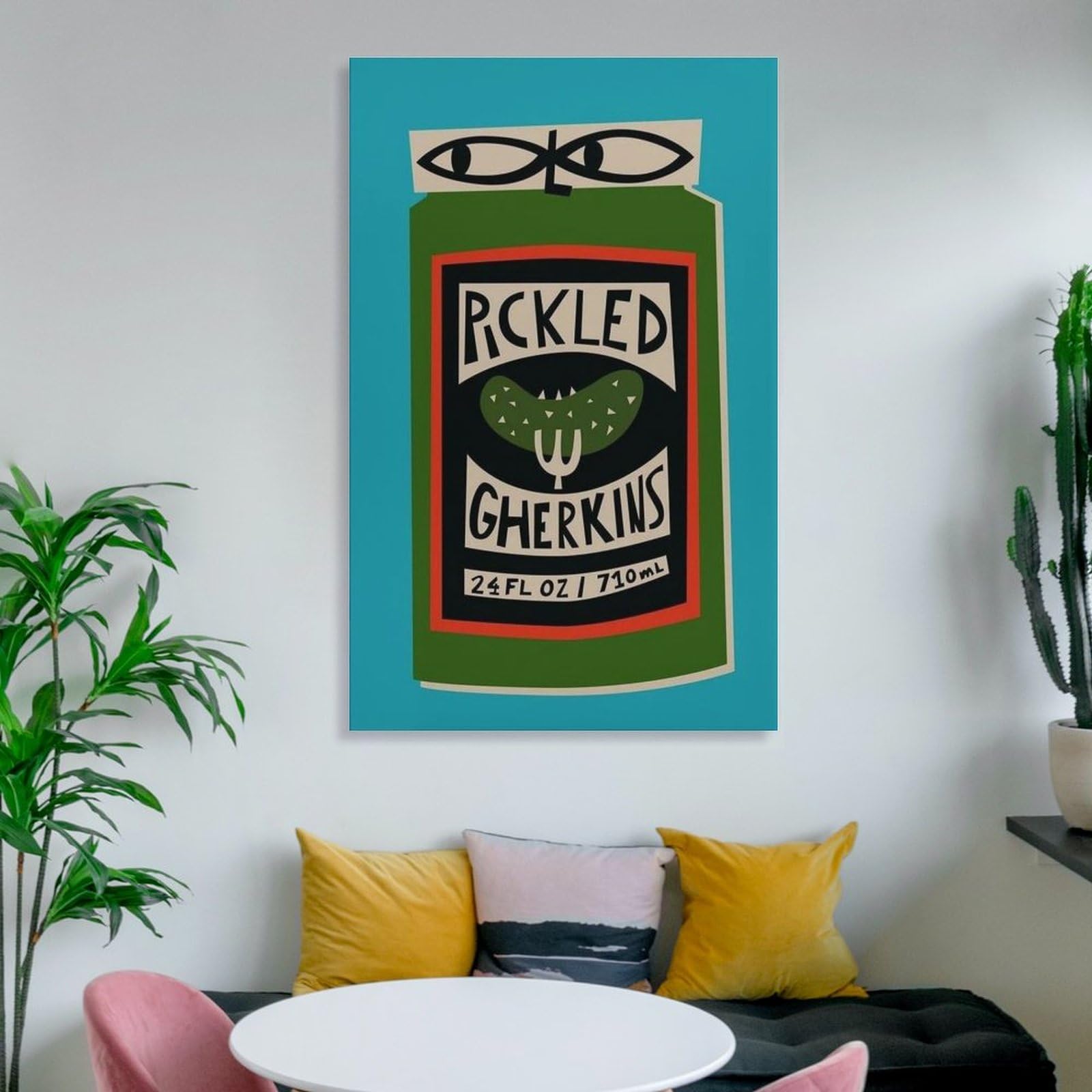 QOGDAF Bild mit eingelegten Gurken auf Leinwand, Wanddekoration, Gemälde für Wohnzimmer, Schlafzimmer, 50 x 75 cm