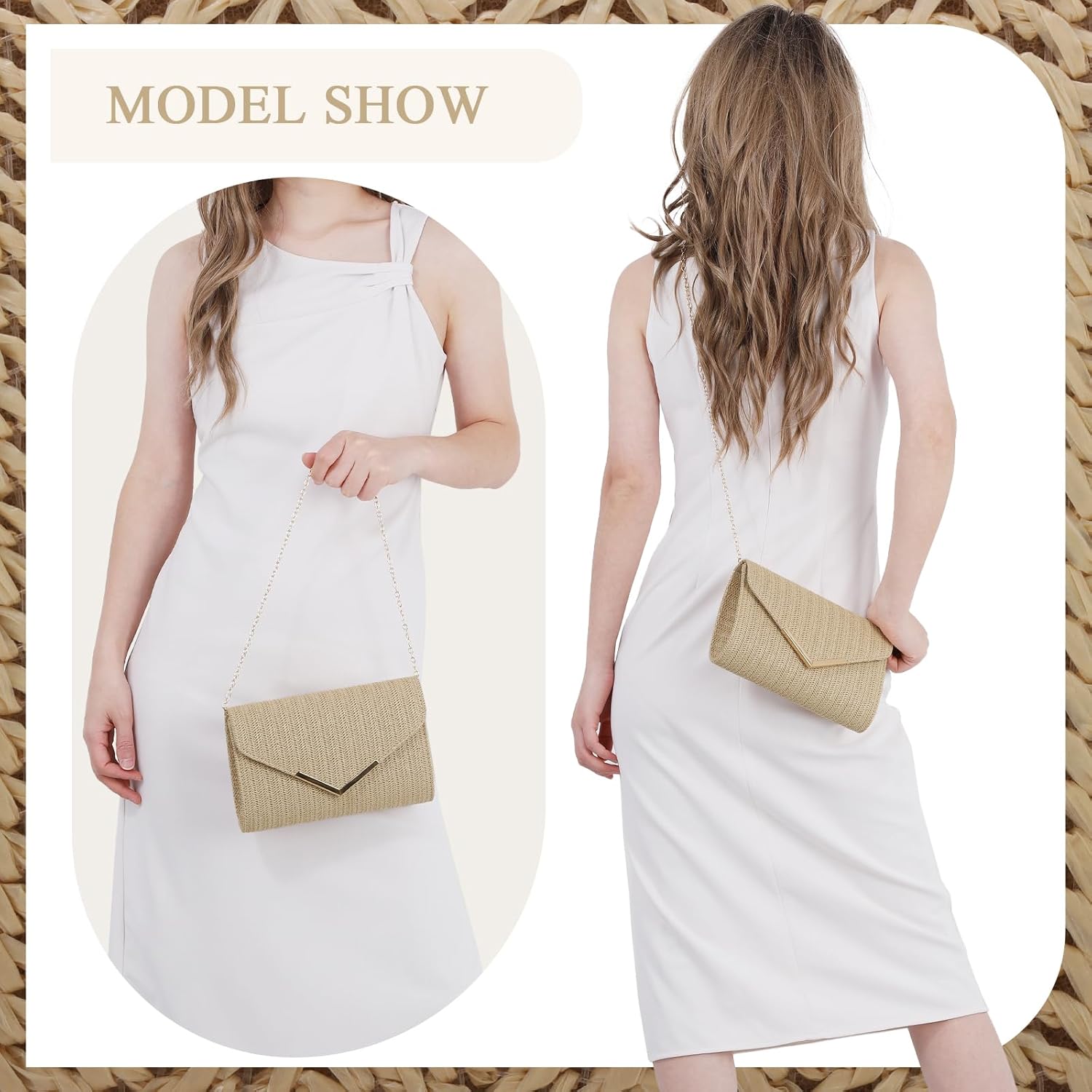 GOKTOW Straw Clutch Purse Raffia Rattan Summer Evening Bag Woven Beach Handbags for Women Wedding Vacation Travel Party 2026