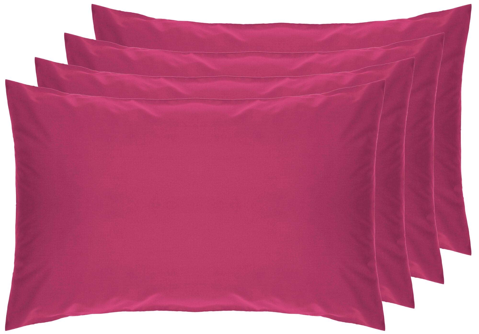 Belledorm 4 PACK Pink Pillowcases, 7 Year Guarantee, 200 Thread Count Percale (Housewife, Fuchsia)