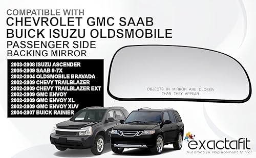 Miniatura 9 de Conjunto de vidrio para espejo lateral del pasajero con placa trasera de plástico (no calentada) compatible con Chevy Trailblazer, GMC Envoy, Buick