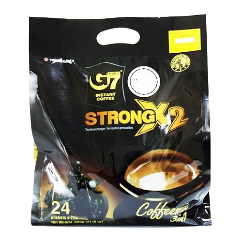 Trung Nguyen — Café instantáneo G7 Strong X2 3 en 1 — Mezcla de café molido tostado con crema no láctea y azúcar, fuerte y audaz, café vietnamita