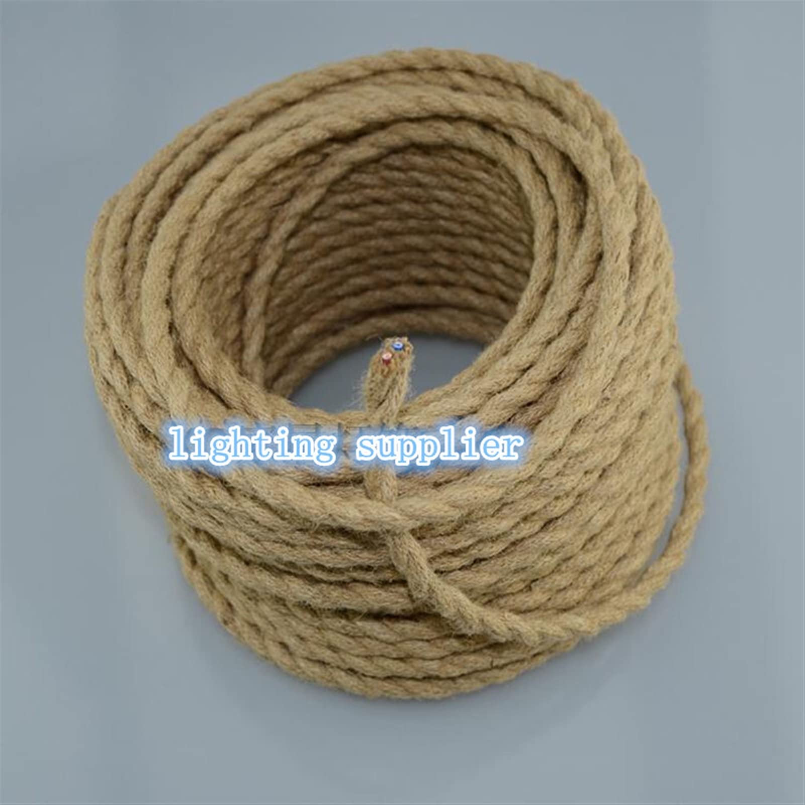 Silikonkabel, Elektrokabel Vintage Seil Twisted Elektrische Draht Hanf Seil gewebt Textildraht Twisted Kabel geflochtene Retro Pendelleuchte Schnur 2 * 0,75 mm(50m)